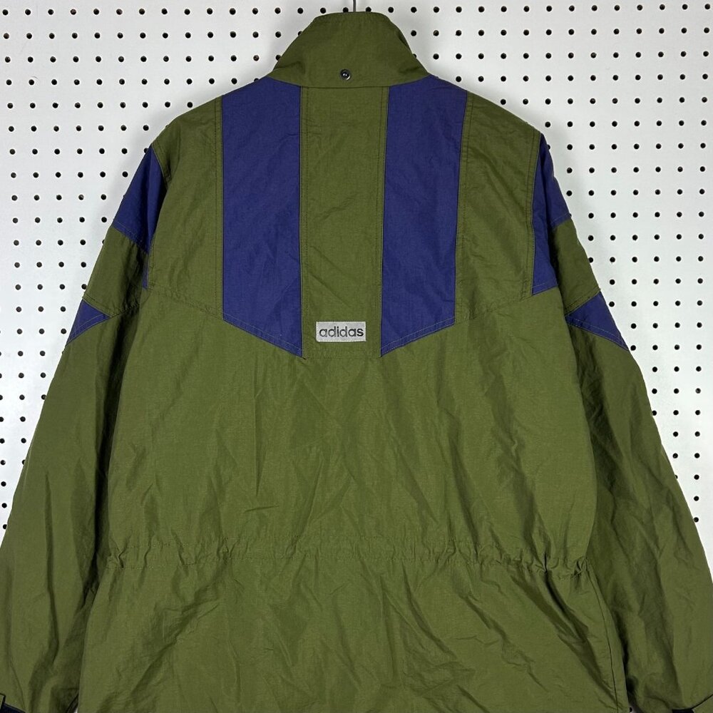 Adidas Vintage Windbreaker Jacket XL Full Zip Ripcord Green Purple 90s Camping - Picture 5 of 8
